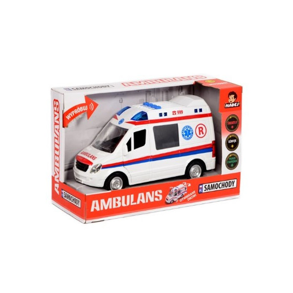 AMBULANS B/O AMBULANS B/O, światło, dźwięk, otwierane boczne i tylne drzwi 27 X 16 X 11 CM