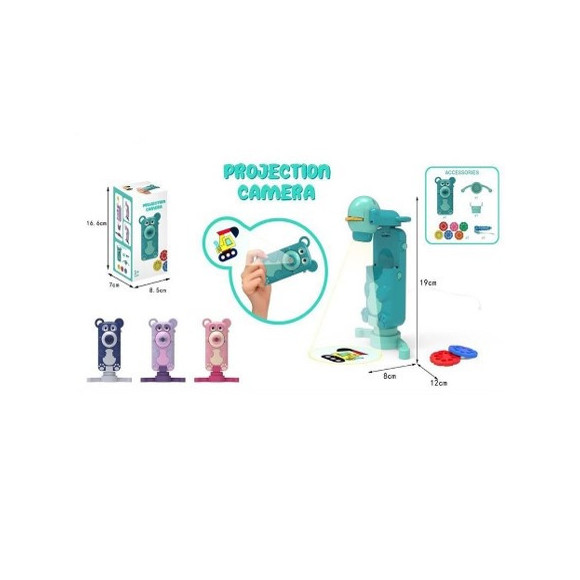 Projektor b/o 3 kol. 48 slajdów 19x8x12 cm rozmiar opakowania 16,6x7x8,5 cm