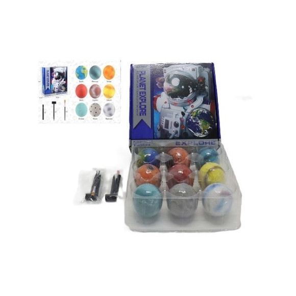 Zestaw edukacyjny Planety x 9, wykopaliska, minerały, akcesoria, gipsowa kula 7 cm, kolorowa instrukcja zabawy