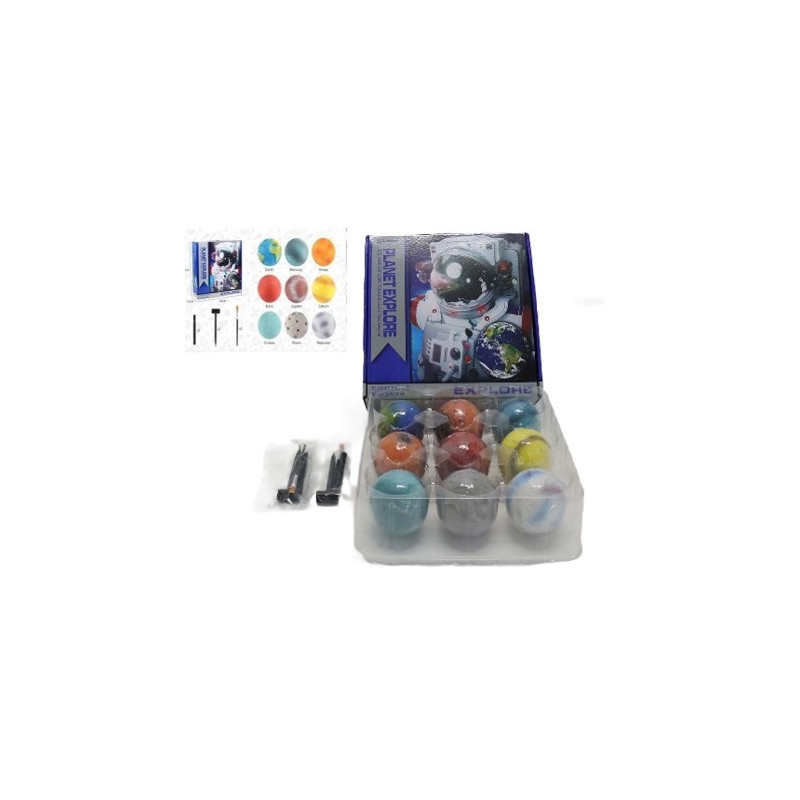 Zestaw edukacyjny Planety x 9, wykopaliska, minerały, akcesoria, gipsowa kula 7 cm, kolorowa instrukcja zabawy