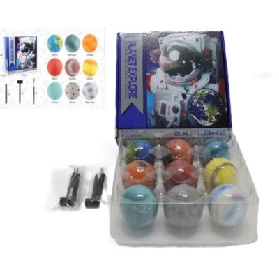 Zestaw edukacyjny Planety x 9, wykopaliska, minerały, akcesoria, gipsowa kula 7 cm, kolorowa instrukcja zabawy