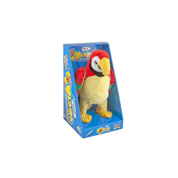 Papuga Klara nagrywająca i powtarzająca zdania. Kołysze się zabawnie na nóżkach. Zabawka zawiera baterie.