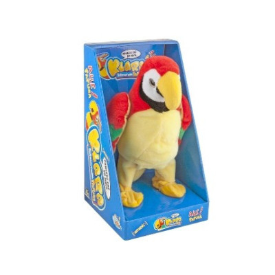 Papuga Klara nagrywająca i powtarzająca zdania. Kołysze się zabawnie na nóżkach. Zabawka zawiera baterie.
