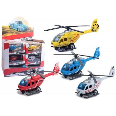 Helikoptery ratunkowe 13 cm, metal 4 kol, pull back, 24 d/b